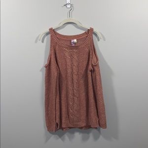Pink cold shoulder sweater